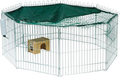 DOBAR Freilaufgehege aus Metall für Kaninchen und Hunde in Grün 135 x 56 x 135 cm – Bild 1 von 4