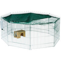 Produktbild von DOBAR Freilaufgehege aus Metall für Kaninchen und Hunde in Grün 135 x 56 x 135 cm