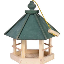 dobar FSC Vogelfutterhaus aus Holz hängend 6-eckig Grün – Bild 1 von 8