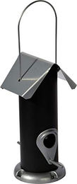 dobar Futtersäule aus Metall Futterspender für Wildvögel Schwarz Silber 11 x 23 cm – Bild 1 von 8