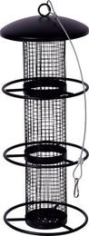 DOBAR Futterspender Futtersäule aus Metall mit 3 Anflugringen Schwarz – Bild 1 von 1