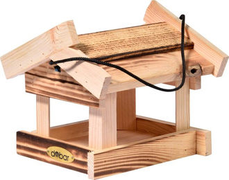 dobar Green Label Vogelfutterhaus Calido hängend aus FSC-zertifiziertem Holz geflammt braun – Bild 1 von 6