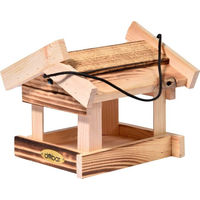 Produktbild von dobar Green Label Vogelfutterhaus Calido hängend aus FSC-zertifiziertem Holz geflammt braun