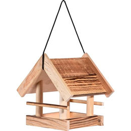 dobar Green Label Vogelfutterhaus Candela hängend aus Holz geflammt braun – Bild 1 von 8