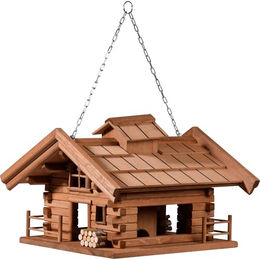 dobar Green Label Vogelfutterhaus St. Moritz aus Massivholz zum Aufhängen Braun 37 x 37 x 26 cm – Bild 1 von 13