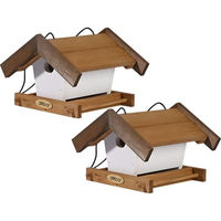 Produktbild von dobar Green Label Vogelhaus Goldener Oktober 2er-Set aus Holz zum Aufhängen Braun Weiß - 2 x 1 l