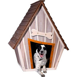 dobar Hundehütte Hubi aus Massivholz mit Spitzdach und abnehmbarem Boden XL Braun Grau Natur 90 x 77 x 109 cm – Bild 1 von 7