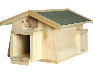 dobar Igelhaus Mecki aus Massivholz mit zwei Eingängen und Schleuse Grün 54x35x26 cm – Bild 1 von 13
