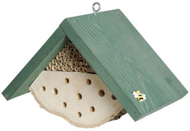 Dobar Insektenhotel aus Holz als Nisthilfe für Wildbienen in Grün 22 x 14 x 15 cm – Bild 1 von 6