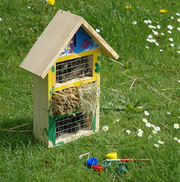 dobar Insektenhotel Bausatz aus FSC Holz zum Bemalen und Selberbauen mit Schilfrohr für Wildbienen – Bild 1 von 7