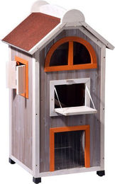 DOBAR Katzenhaus Fancy Cat aus Hemlockholz mit Bitumenbedachung in Grau – Bild 1 von 5