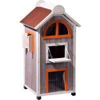 Produktbild von DOBAR Katzenhaus Fancy Cat aus Hemlockholz mit Bitumenbedachung in Grau