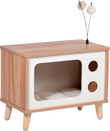 dobar Katzenhöhle TV-Design aus FSC-Holz mit Jute-Kratzfläche, Spielbällen und Plüschkissen, 50 x 29 x 40 cm – Bild 1 von 8
