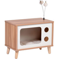 Produktbild von dobar Katzenhöhle TV-Design aus FSC-Holz mit Jute-Kratzfläche, Spielbällen und Plüschkissen, 50 x 29 x 40 cm