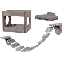 Produktbild von DOBAR Katzenmöbel-Set aus Holz in Braun und Grau 35 x 30 x 30 cm