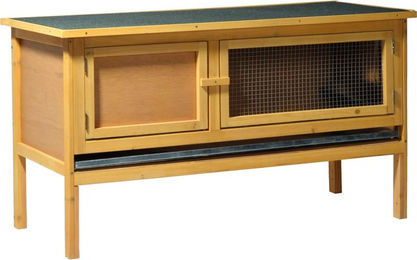 Dobar Klassischer Kleintierstall aus imprägniertem FSC Nadelholz mit Zinkwanne und Ruheraum für Kaninchen und Meerschweinchen 115 x 45 x 66 cm – Bild 1 von 12