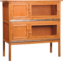 DOBAR Kleintierstall aus Holz für Kaninchen in Braun 115 x 116 x 45 cm – Bild 1 von 5