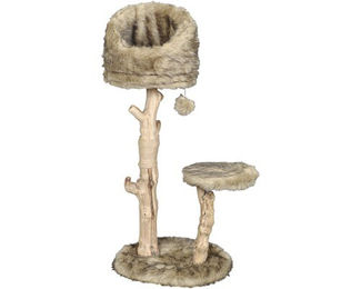 dobar Kratzbaum Sunny aus Naturholz für Katzen in Beige Braun 50 x 40 x 99 cm – Bild 1 von 8