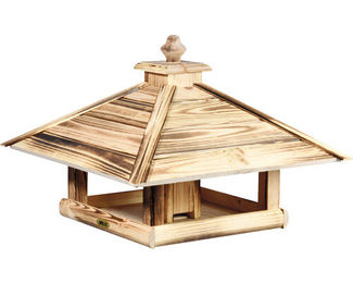 DOBAR Lumbre Vogelfutterhaus aus Kiefer Holz FSC geflammt braun 50 x 50 x 36 cm – Bild 1 von 5