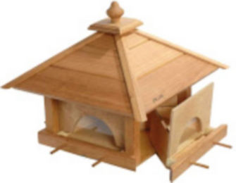 DOBAR Luxus-Vogelfutterhaus aus Eiche Massivholz mit 4 Schubladen und Silo in Natur Braun XL – Bild 1 von 10