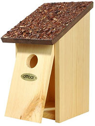 dobar Nistkasten für Wildvögel aus Holz mit Rindendach und Einflugloch Ø 30 mm in Braun – Bild 1 von 12