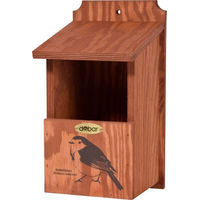 Produktbild von dobar Nistkasten Rotkehlchen aus Holz mit Siebdruckmotiv FSC Halbhöhlenkasten für Wildvögel Braun 17 x 18 x 32 cm
