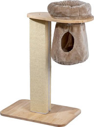 dobar Premium Katzen Kratzbaum Dreamy aus Holz mit Katzenhöhle in Beige 40 x 70 x 85 cm – Bild 1 von 5