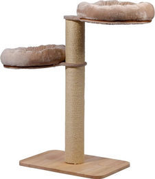 dobar Premium Katzen Kratzbaum Sleepy aus Holz in Cappuccino mit Sisal und Plüsch 40 x 100 x 90 cm – Bild 1 von 4