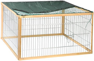 dobar Quadro Quadratisches Freilaufgehege aus Massivholz für Kaninchen und Meerschweinchen 100 x 100 x 58,5 cm Natur/Grün wasserfest – Bild 1 von 13