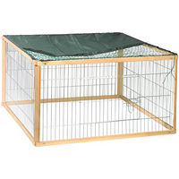 Produktbild von dobar Quadro Quadratisches Freilaufgehege aus Massivholz für Kaninchen und Meerschweinchen 100 x 100 x 58,5 cm Natur/Grün wasserfest