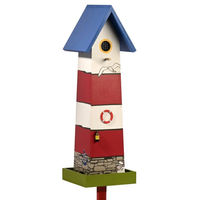 Produktbild von Dobar Vogelburg Leuchtturm Vogelhaus aus Metall bunt 19,5 x 19,5 x 60 cm
