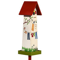 Produktbild von Dobar Vogelburg Waschtag Vogelhaus aus Metall in Bunt und Gelb 19,5 x 19,5 x 60 cm