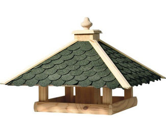 Dobar Vogelfutterhaus aus Holz mit Futtersilo und grünem Bitumendach 54x54x38 cm – Bild 1 von 13