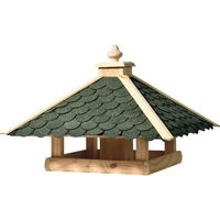 Produktbild von Dobar Vogelfutterhaus aus Holz mit Futtersilo und grünem Bitumendach 54x54x38 cm