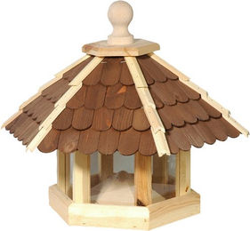 DOBAR Vogelfutterhaus aus Kiefernholz für Wildvögel in Natur/Braun – Bild 1 von 4