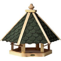 Produktbild von DOBAR Vogelfutterhaus für Wildvögel aus Kiefernholz mit Bitumen in Natur/Grün