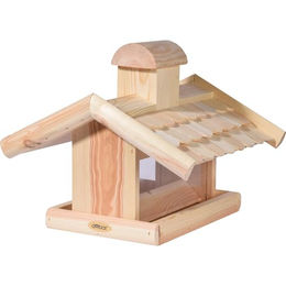dobar Vogelfutterhaus Vogelvilla aus Holz mit Futtersilo in Natur und Beige – Bild 1 von 13