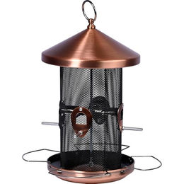 dobar Vogelfutterspender Futtersäule XXL aus Metall in Kupferoptik – Bild 1 von 6