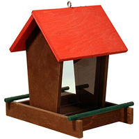 Produktbild von dobar Vogelfutterstation aus FSC-zertifiziertem Holz mit Futtersilo zum Aufhängen Braun Rot Grün 16 x 21 x 20 cm