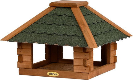 Produktbild von dobar Vogelhaus Blockhaus 4-eckig aus Holz mit Bitumendach
