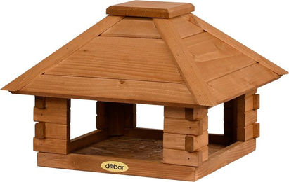 Produktbild von dobar Vogelhaus Blockhaus 4-eckig aus Holz mit Holzdach in Braun