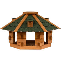 Produktbild von dobar Vogelhaus Blockhaus 6-eck aus Holz mit Bitumendach in Grün