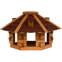 Produktbild von dobar Vogelhaus Blockhaus 6-eck aus Holz mit Bitumendach in Rot
