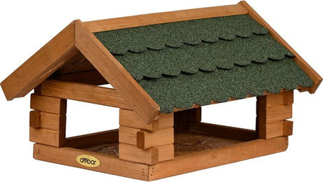 dobar Vogelhaus Blockhaus aus Holz mit Bitumendach in Grün – Bild 1 von 1
