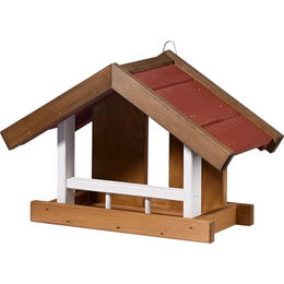 dobar Vogelhaus Herbstfrüchte aus Holz mit Wandaufhängung Braun Rot Weiß – Bild 1 von 4