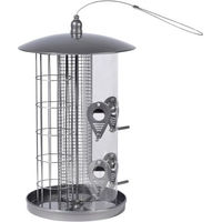 Produktbild von DOBAR Vogelhaus mit 3 Kammern aus Metall und Acrylglas in Silber zum Aufhängen