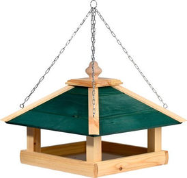 DOBAR Vogelhaus Narsaq aus Holz mit Kette zum Aufhängen in Grün – Bild 1 von 4