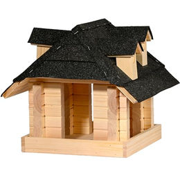 dobar Vogelhaus Nero aus Massivholz mit Bitumendach in Natur und Schwarz – Bild 1 von 6
