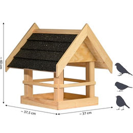 dobar Vogelhaus Noir aus Massivholz mit Bitumendach für Wildvögel in Schwarz und Braun – Bild 1 von 12