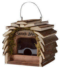 Dobar Vogelhaus Snackbar aus Holz in Natur Braun 16 x 14 x 16 cm FSC zertifiziert – Bild 1 von 3